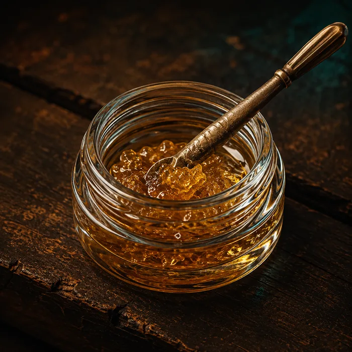 Golden concentrate in a jar